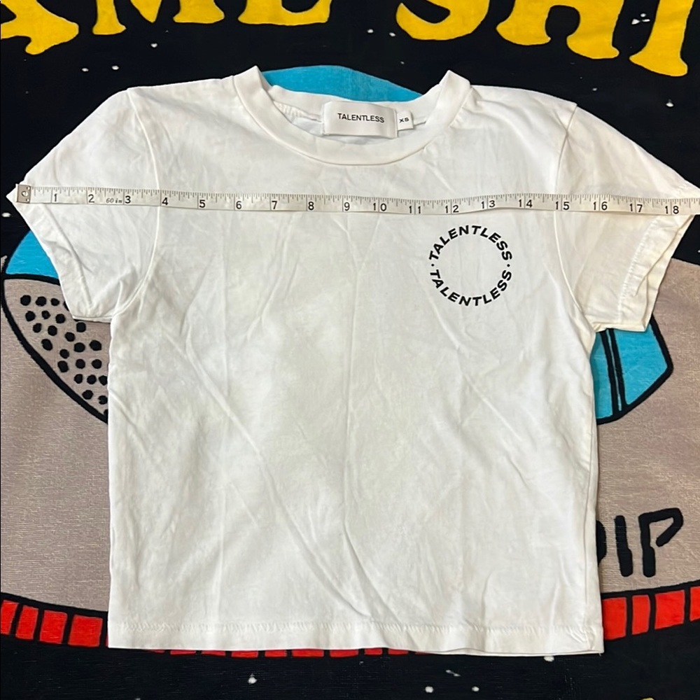 Talentless White Crop Top with Crew Neck and Logo - Picture 6 of 10